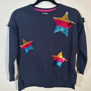 Crown & Ivy Kids Navy Sequin Star Sweatshirt Size M